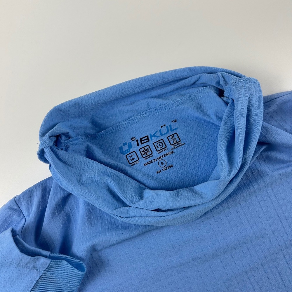 IBKUL WMNS S Blue Long Sleeve Mock Neck Sun Shirt UPF 50 IceFil Cooling Mesh